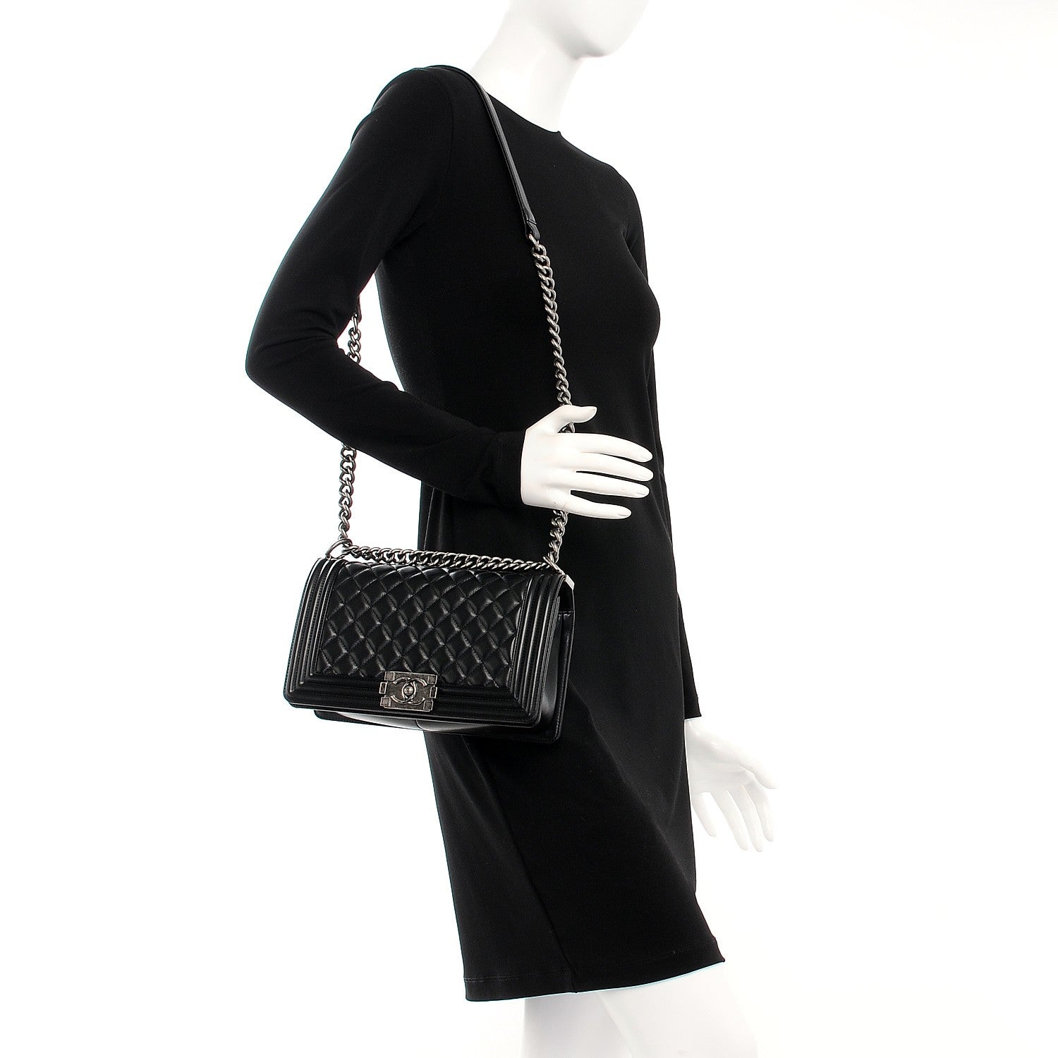 Chanel Lambskin Quilted Medium Boy Flap Black 2 of 8