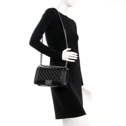Chanel Lambskin Quilted Medium Boy Flap Black 2 of 8