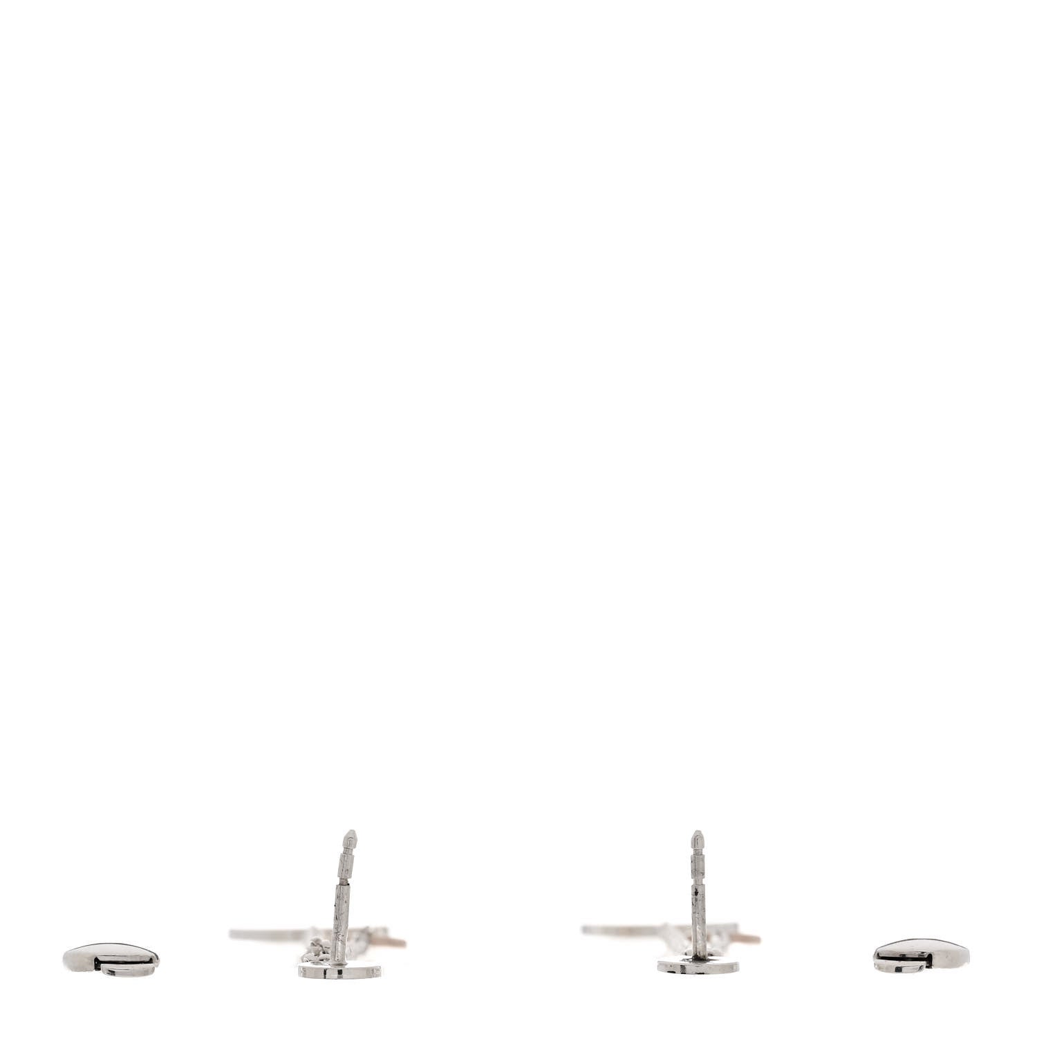 Hermes Sterling Silver 18K Rose Gold PM Ex-Libris Earrings 3 of 5