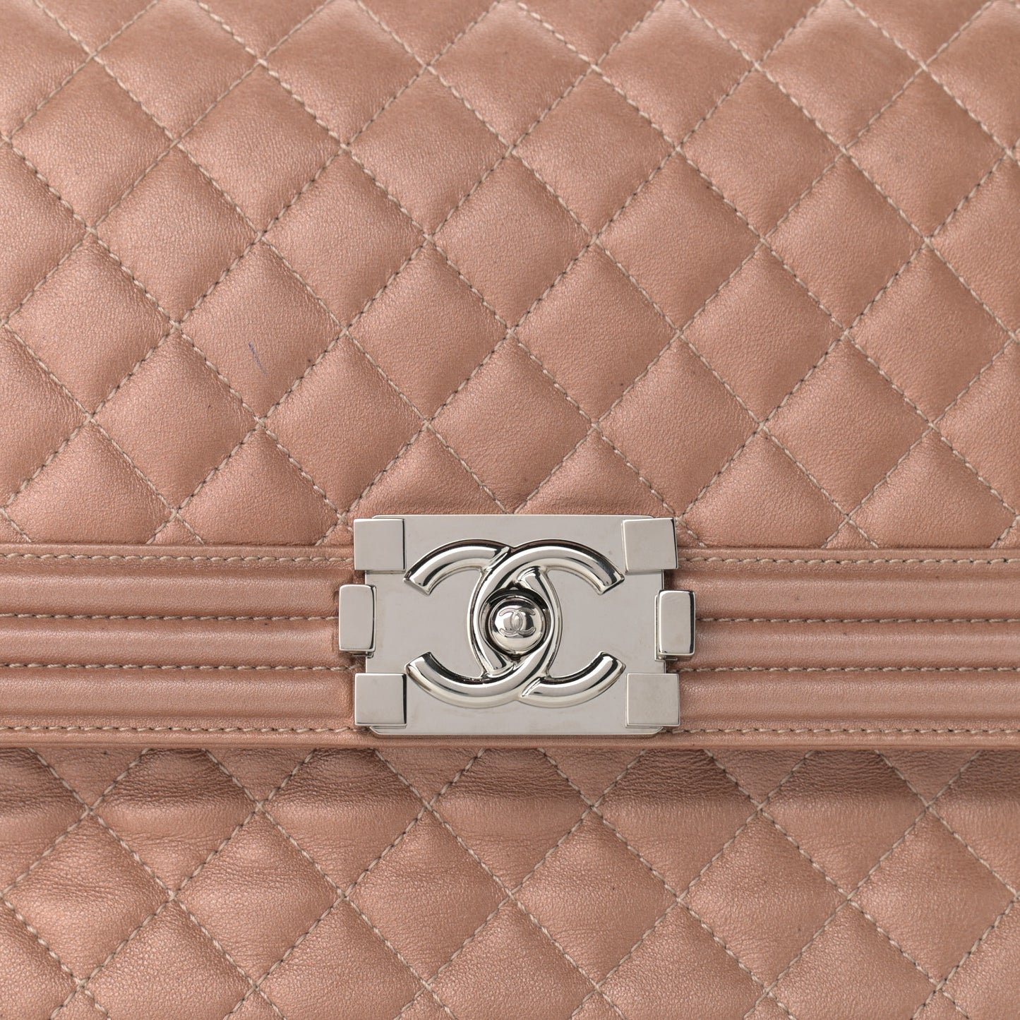 Metallic Lambskin Quilted Accordion Boy Flap Pink
