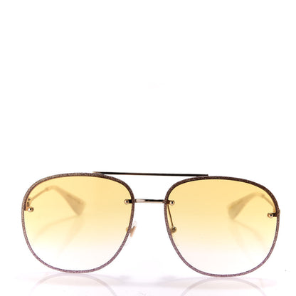 Gucci Metal Glitter Aviator Sunglasses G0227S Pink Gold 2 of 8