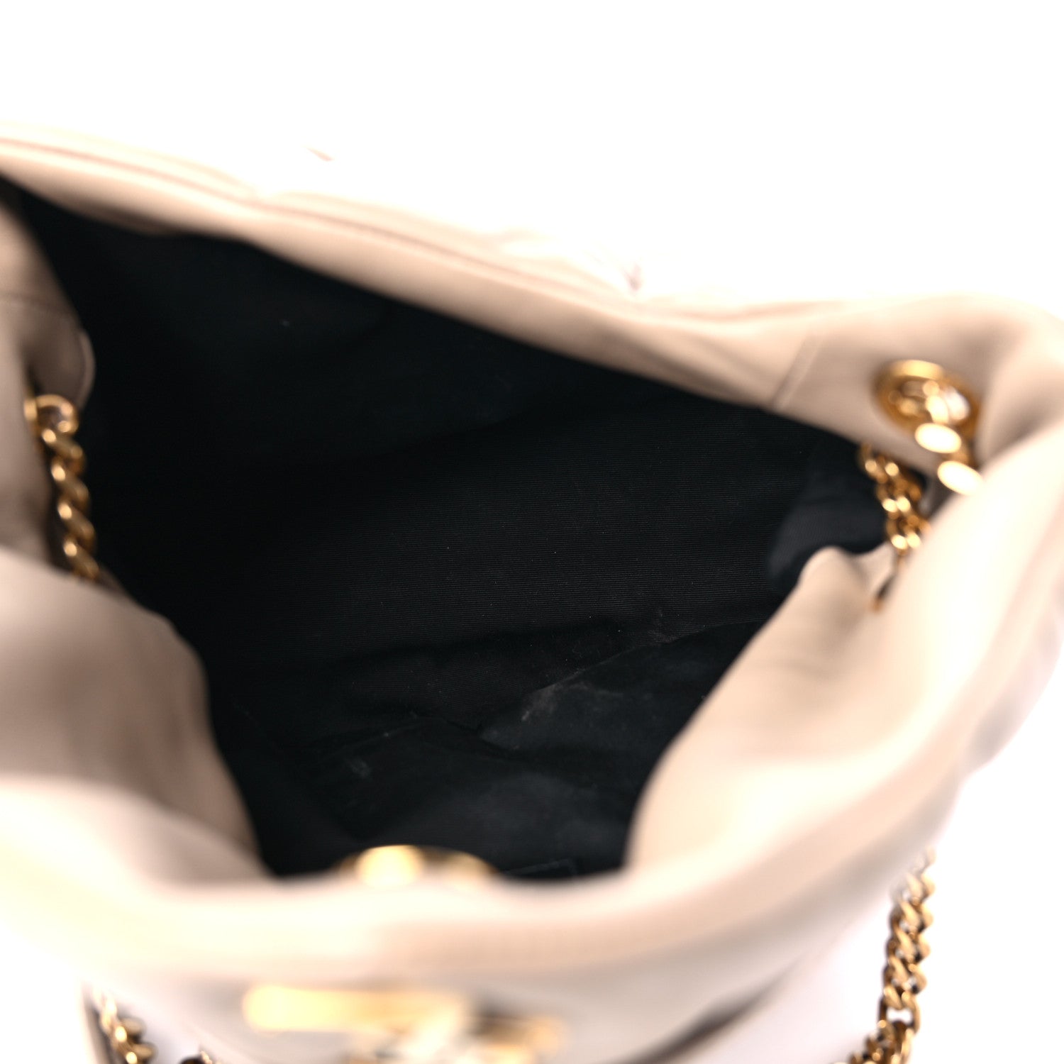 Saint Laurent Lambskin Quilted Medium Loulou Puffer Monogram Chain Satchel Dark Beige 5 of 16