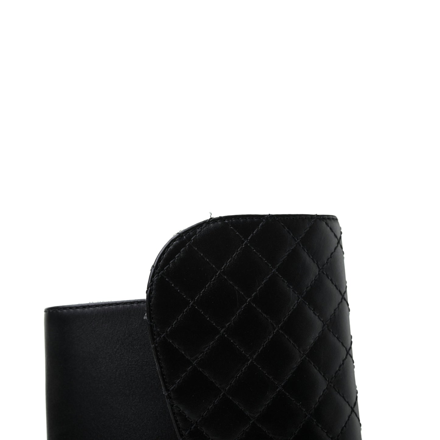 Calfskin Quilted CC Boots 37.5 Black