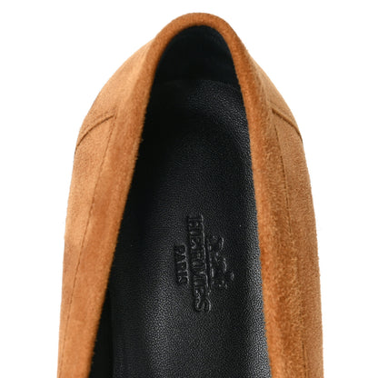 Hermes Suede Goatskin Womens Faubourg Loafers 39 Naturel 7 of 8