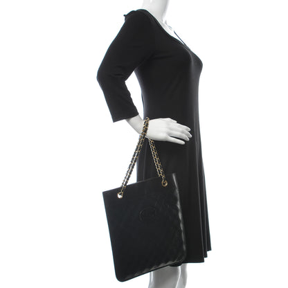 Chanel Lambskin Stitched CC Flat Tote Black 3 of 10