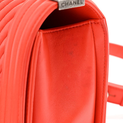 Chanel Wrinkled Lambskin Chevron Quilted Medium Boy Flap Orange 17 of 18