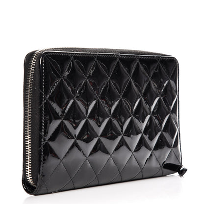 Chanel Patent Quilted Large Zip Around Organizer Wallet Black 3 of 12