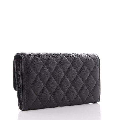 Chanel Caviar Quilted Large Flap Gusset Wallet Black 2 of 9