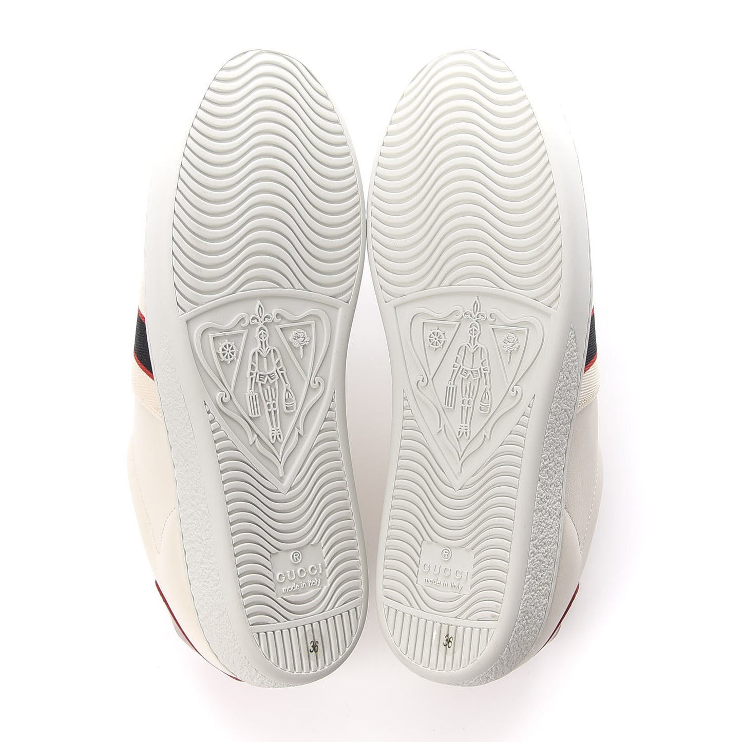 Calfskin Stripe Womens New Ace Sneakers 36 New Mystic White Ecru Red Flame