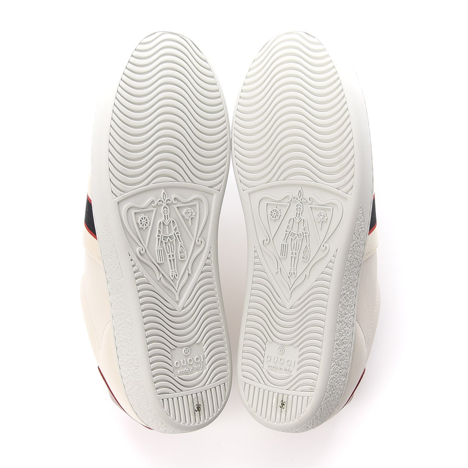 Gucci Calfskin Stripe Womens New Ace Sneakers 36 New Mystic White Ecru Red Flame 5 of 9