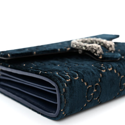 Gucci Velvet Crystal GG Monogram Mini Dionysus Chain Wallet Blue Beige Black 9 of 10