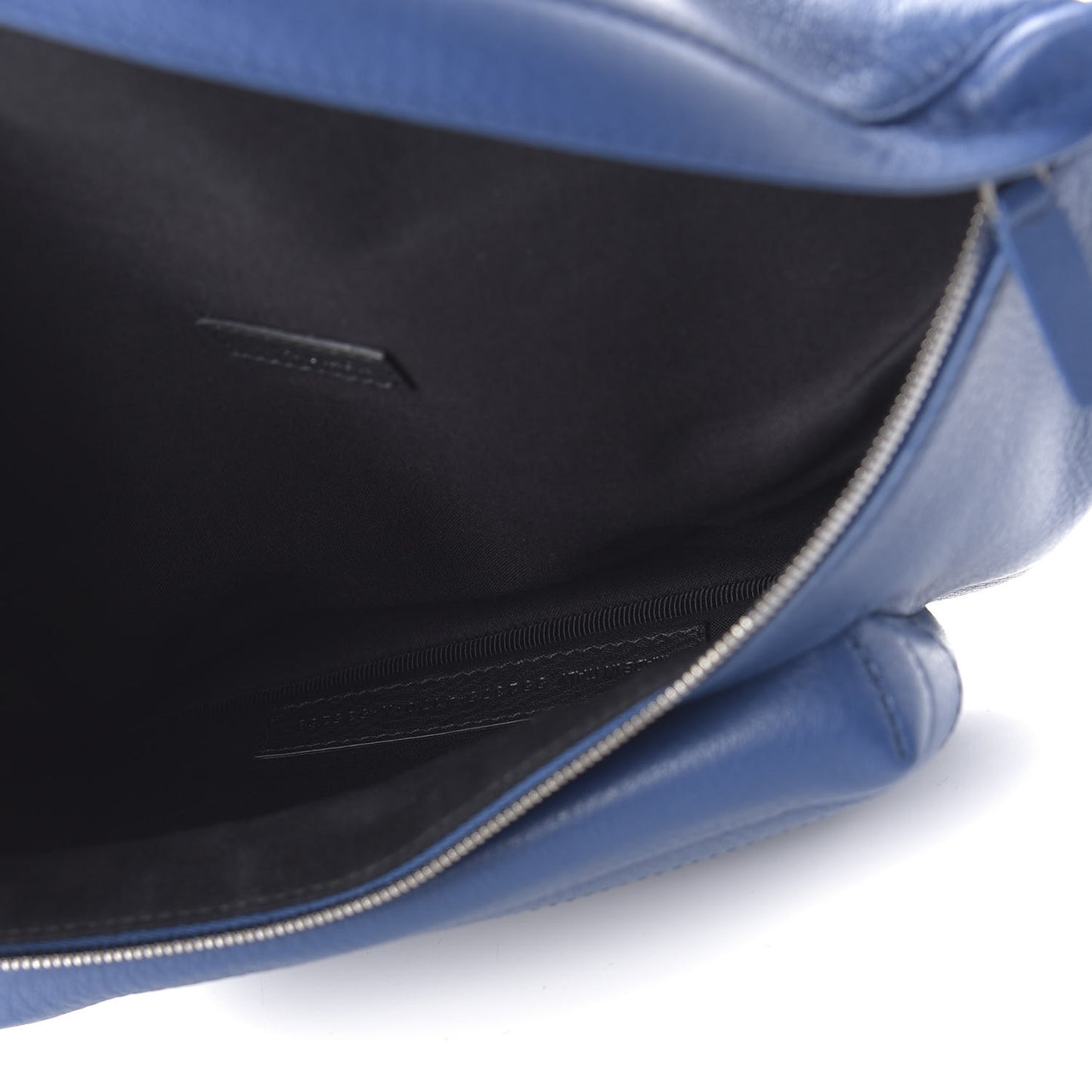 Smooth Calfskin Logo Large Everyday Beltpack Peacock Blue Black