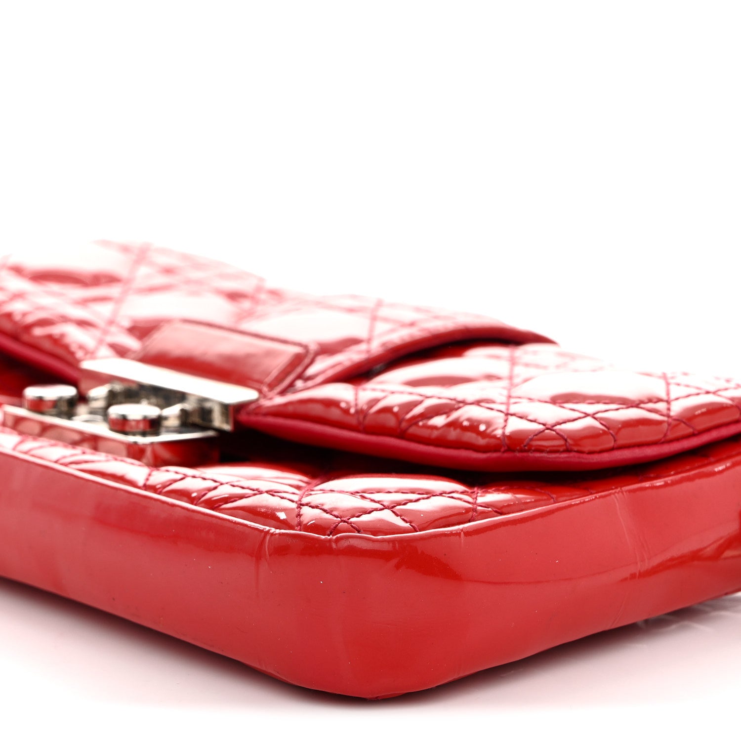 Christian Dior Patent Cannage New Lock Pouch Red 10 of 14