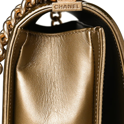 Chanel Metallic Patent Calfskin Quilted New Medium Boy Flap Gold 14 of 15