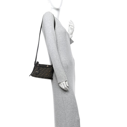 Fendi Vitello Grace Jacquard FF Mini By The Way Boston Bag Tobacco Moro Ebano 2 of 10