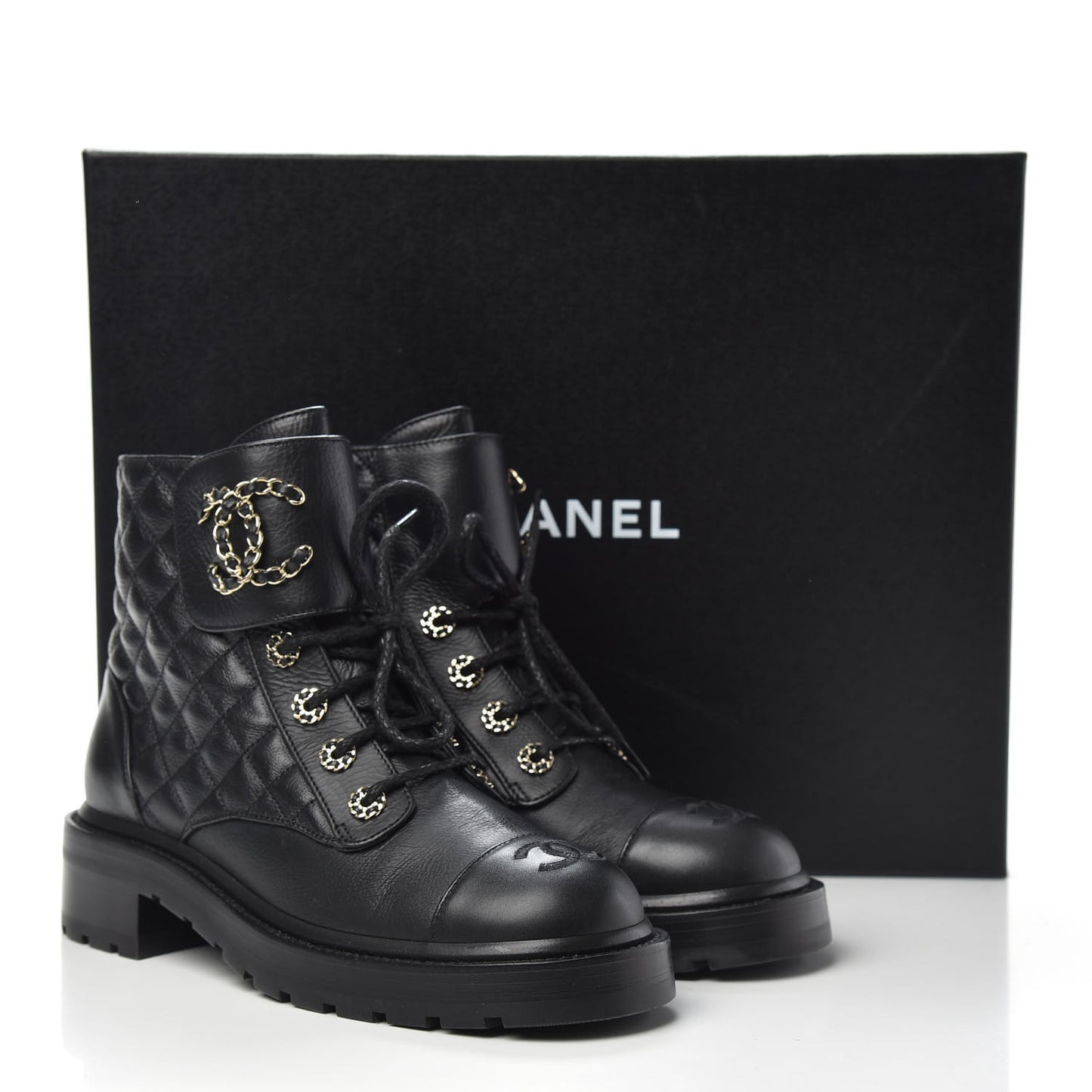 Shiny Goatskin Calfskin Quilted Lace Up Combat Boots 39 Black