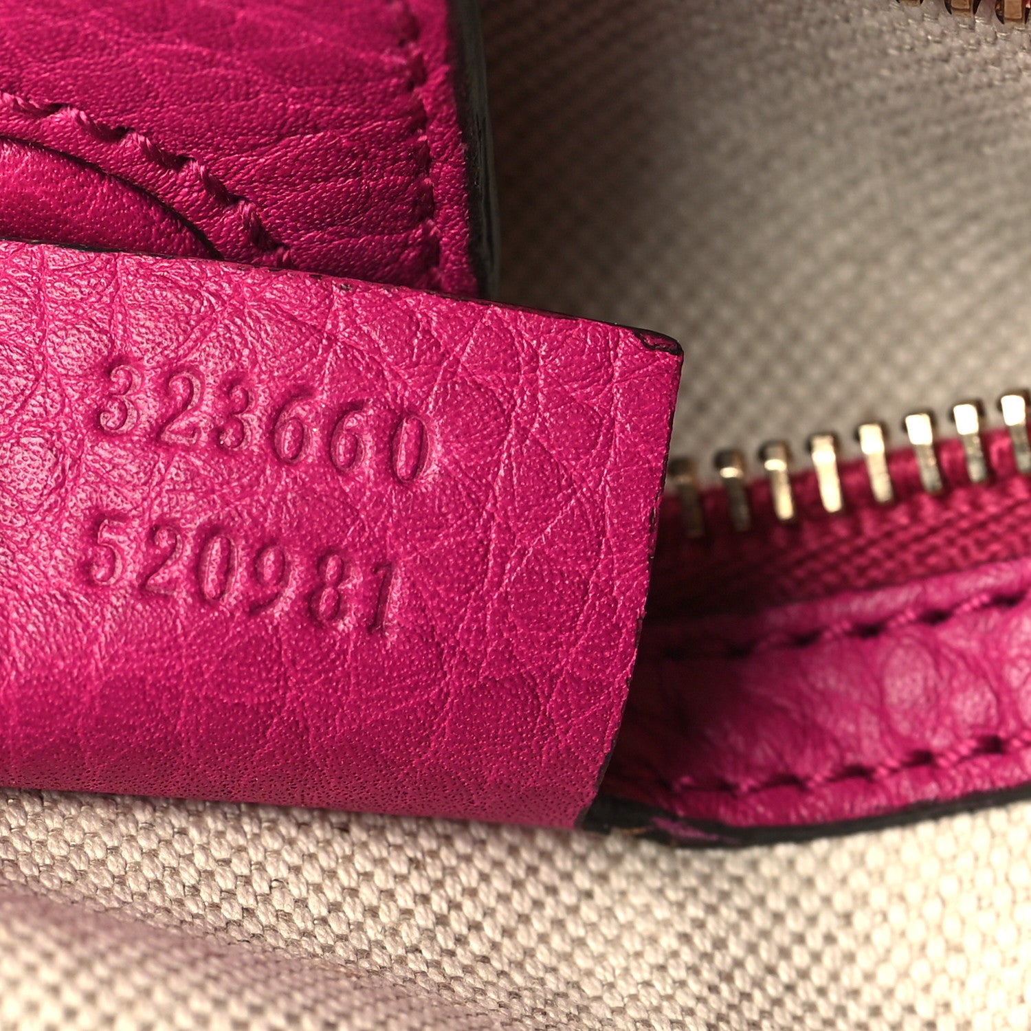 Gucci Pebbled Calfskin Medium Bamboo Shopper Tote Bright Bougainvillea 7 of 9