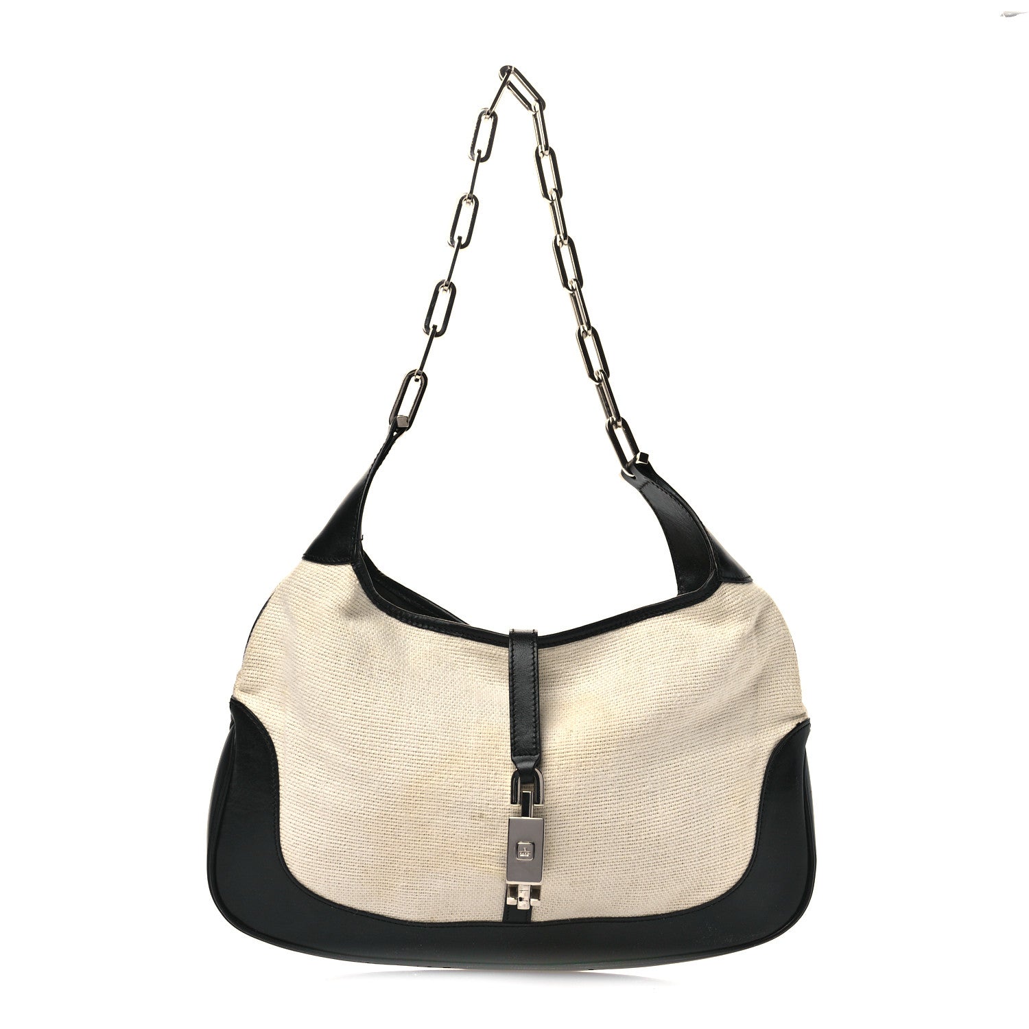 Gucci Canvas Calfskin Jackie O Hobo Black Tan 1 of 12
