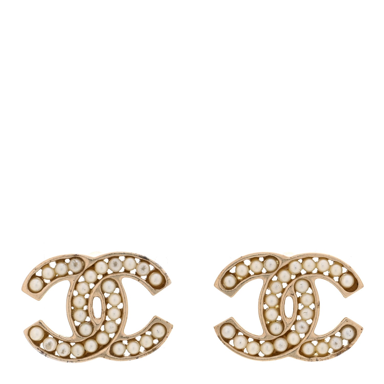 Chanel Pearl CC Earrings Light Gold 1 of 6