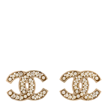Chanel Pearl CC Earrings Light Gold 1 of 6