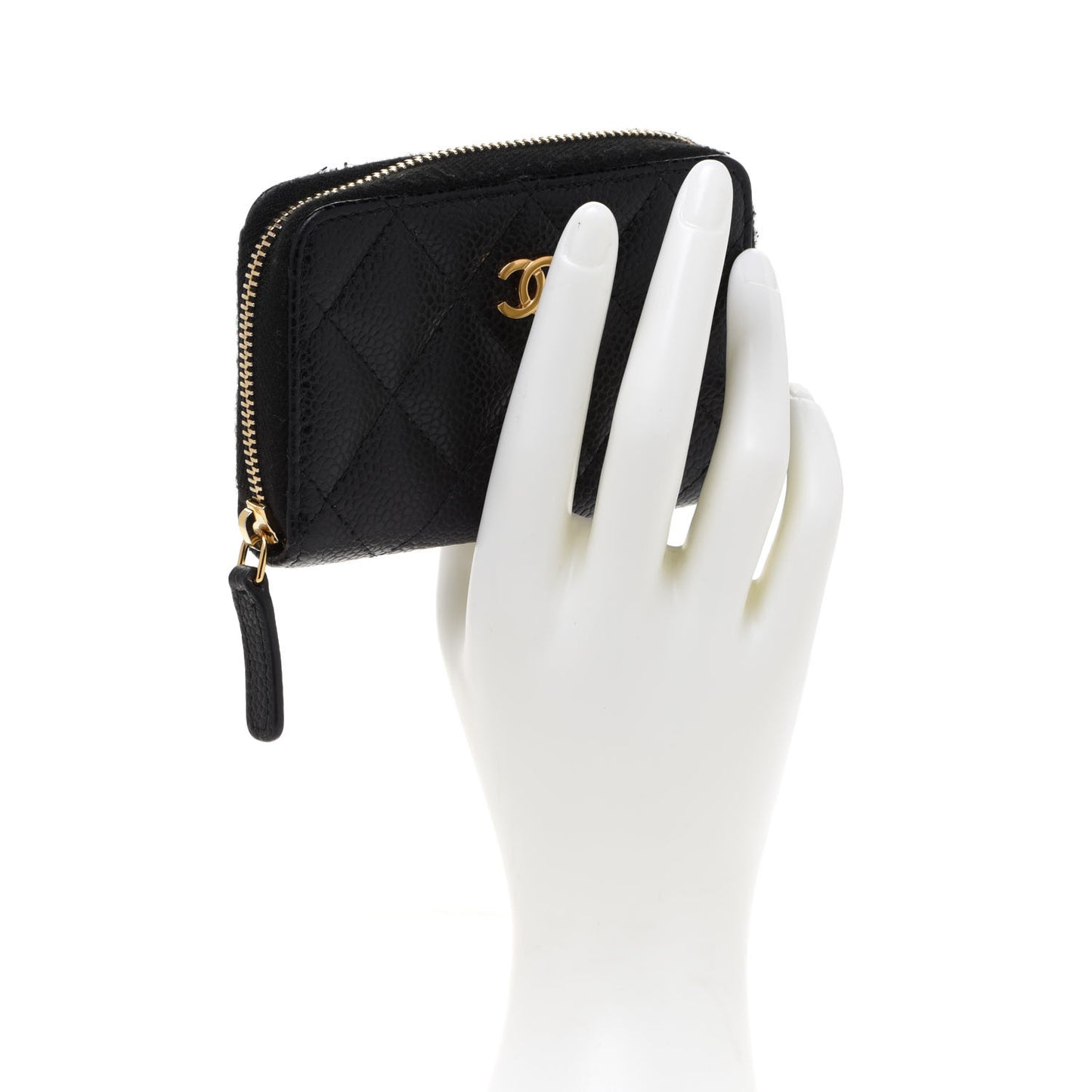 Caviar Quilted Zip Coin Purse Black