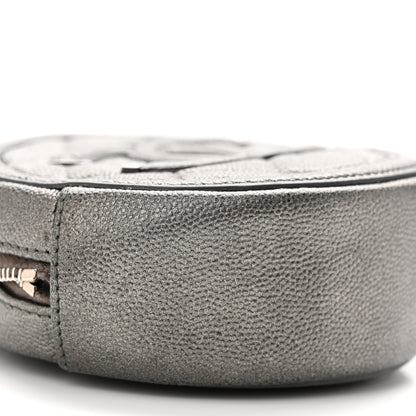 Chanel Metallic Caviar Quilted Round Filigree Crossbody Dark Silver 9 of 13
