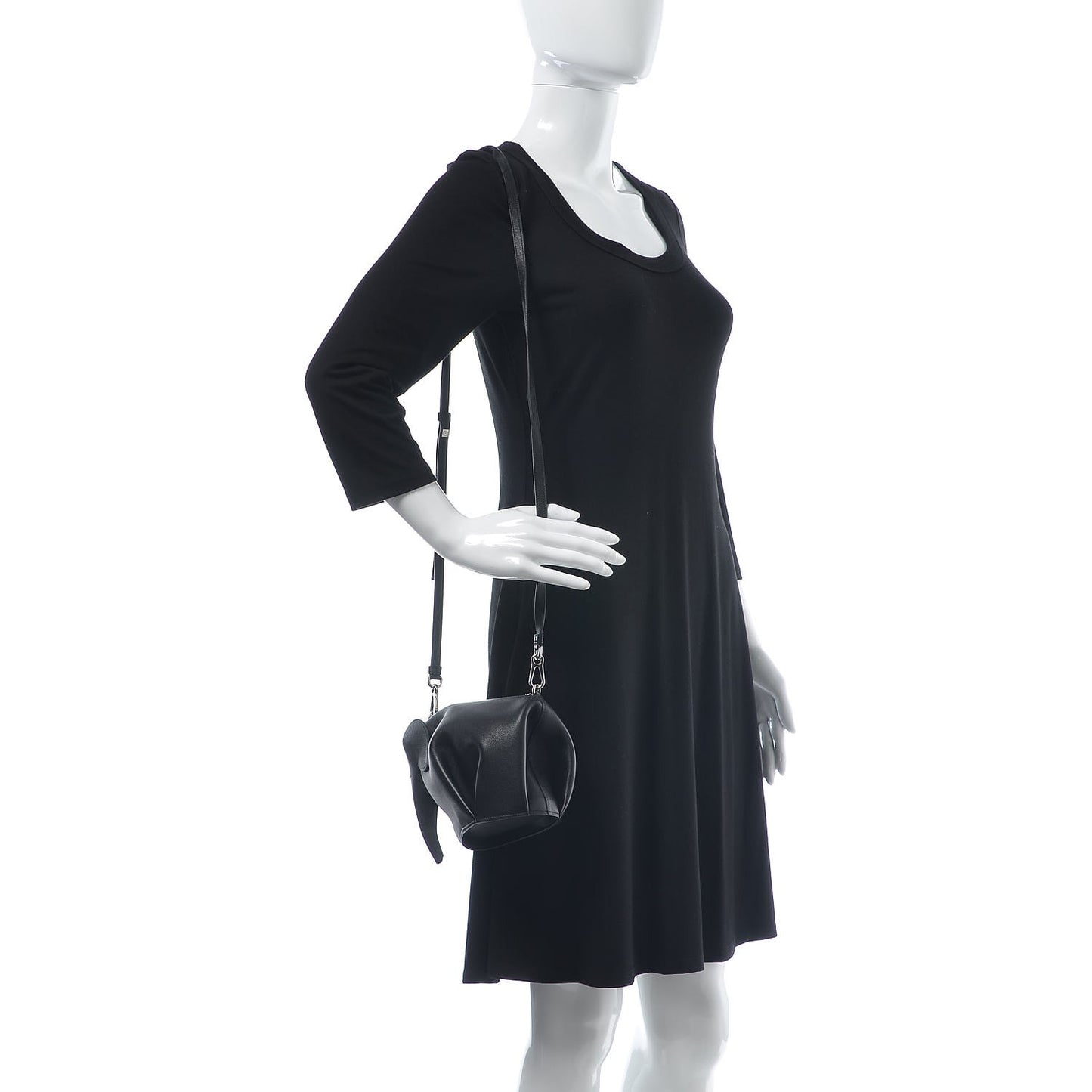 Calfskin Mini Elephant Crossbody Bag Black