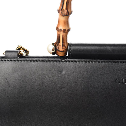Gucci Nappa Bamboo Web Medium Nymphaea Top Handle Bag Black 14 of 16