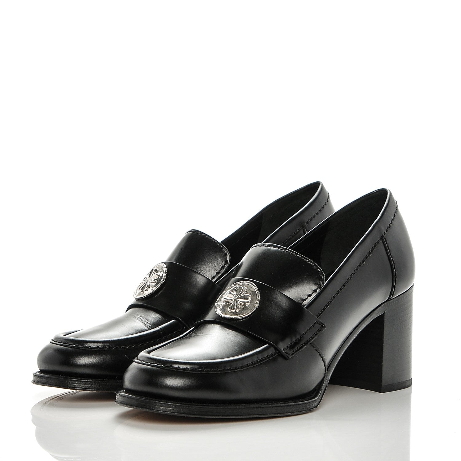Chanel Calfskin Clover Loafer Pumps 42 Black 3 of 8