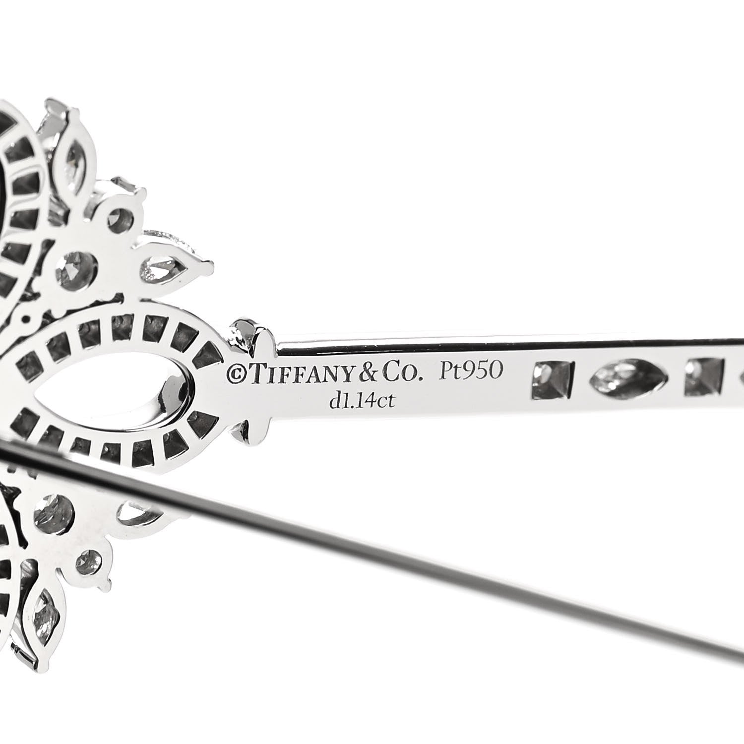 Tiffany Platinum Diamond Victoria Key Brooch Pin 4 of 5