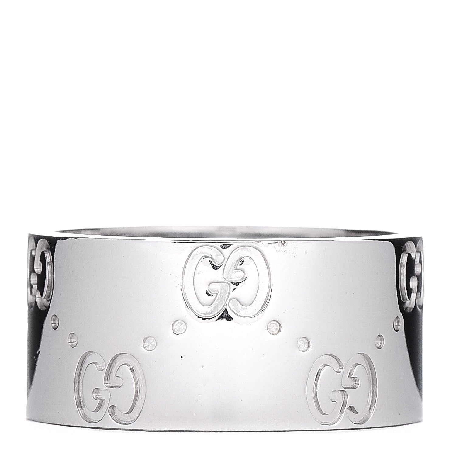 Gucci 18K White Gold 9mm Icon Band Ring 52 6 1 of 6
