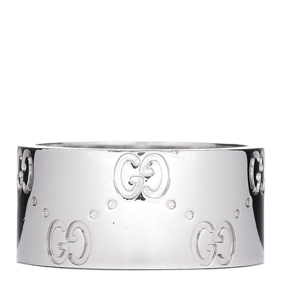 Gucci 18K White Gold 9mm Icon Band Ring 52 6 1 of 6