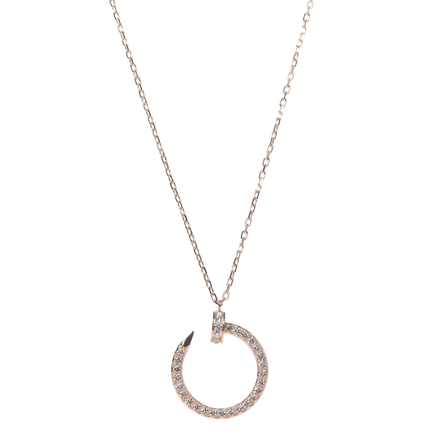 18K Pink Gold Diamond Juste Un Clou Paved Pendant Necklace