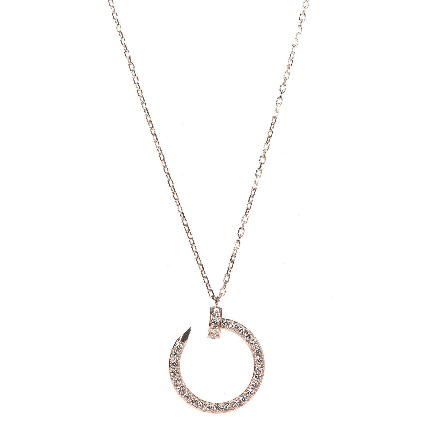 Cartier 18K Pink Gold Diamond Juste Un Clou Paved Pendant Necklace 1 of 7