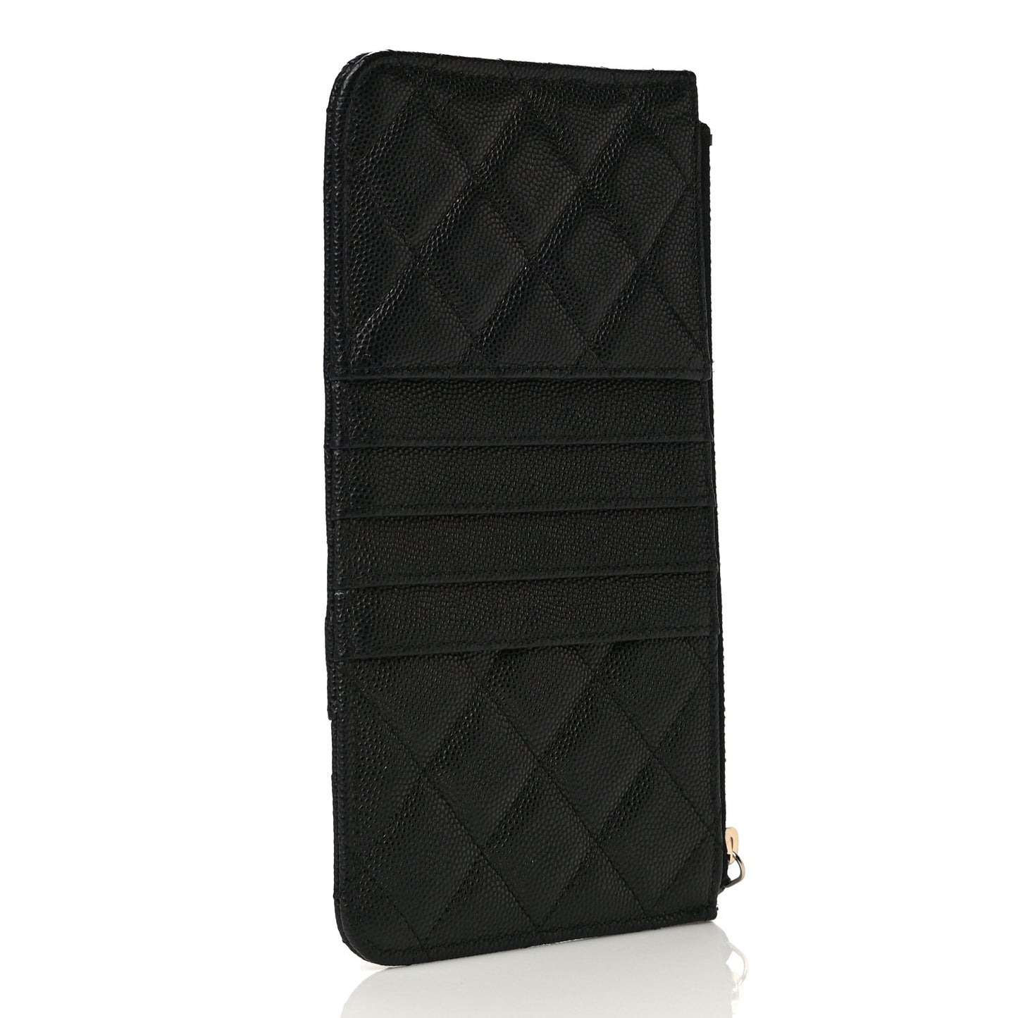 Caviar Quilted Classic Flat Wallet Pouch Black