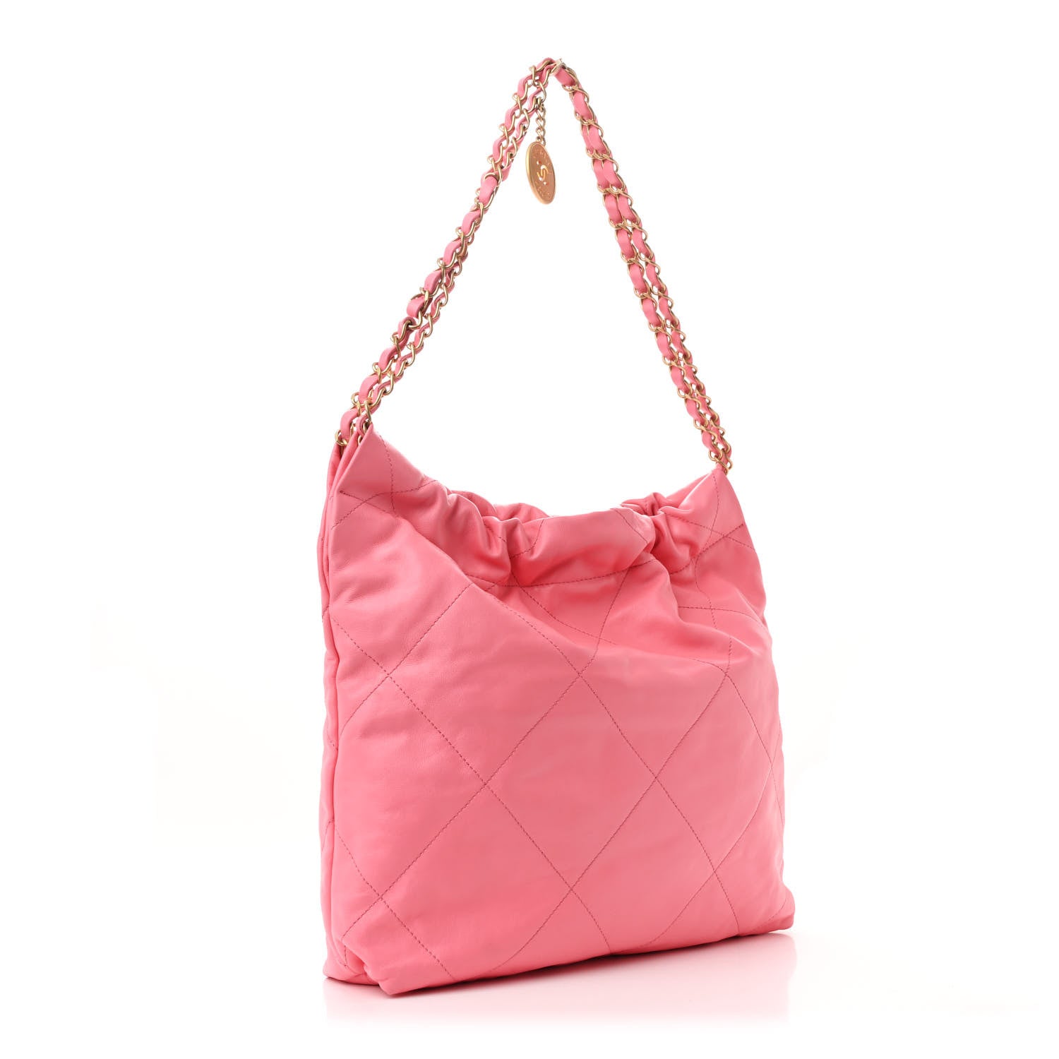 Chanel Shiny Calfskin Quilted Small Chanel 22 Coral Pink 4 of 12