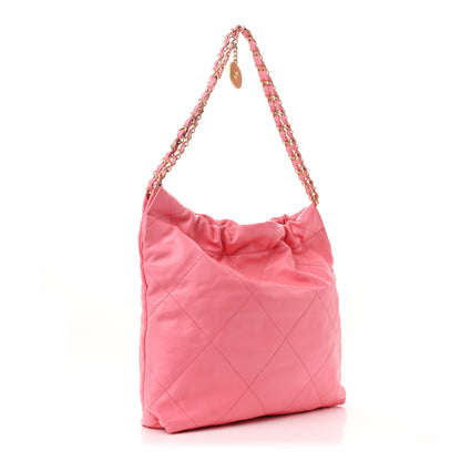 Chanel Shiny Calfskin Quilted Small Chanel 22 Coral Pink 4 of 12