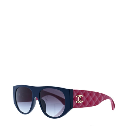 Chanel Acetate Quilted CC Pilot Sunglasses 71465A Blue Pink 1 of 7