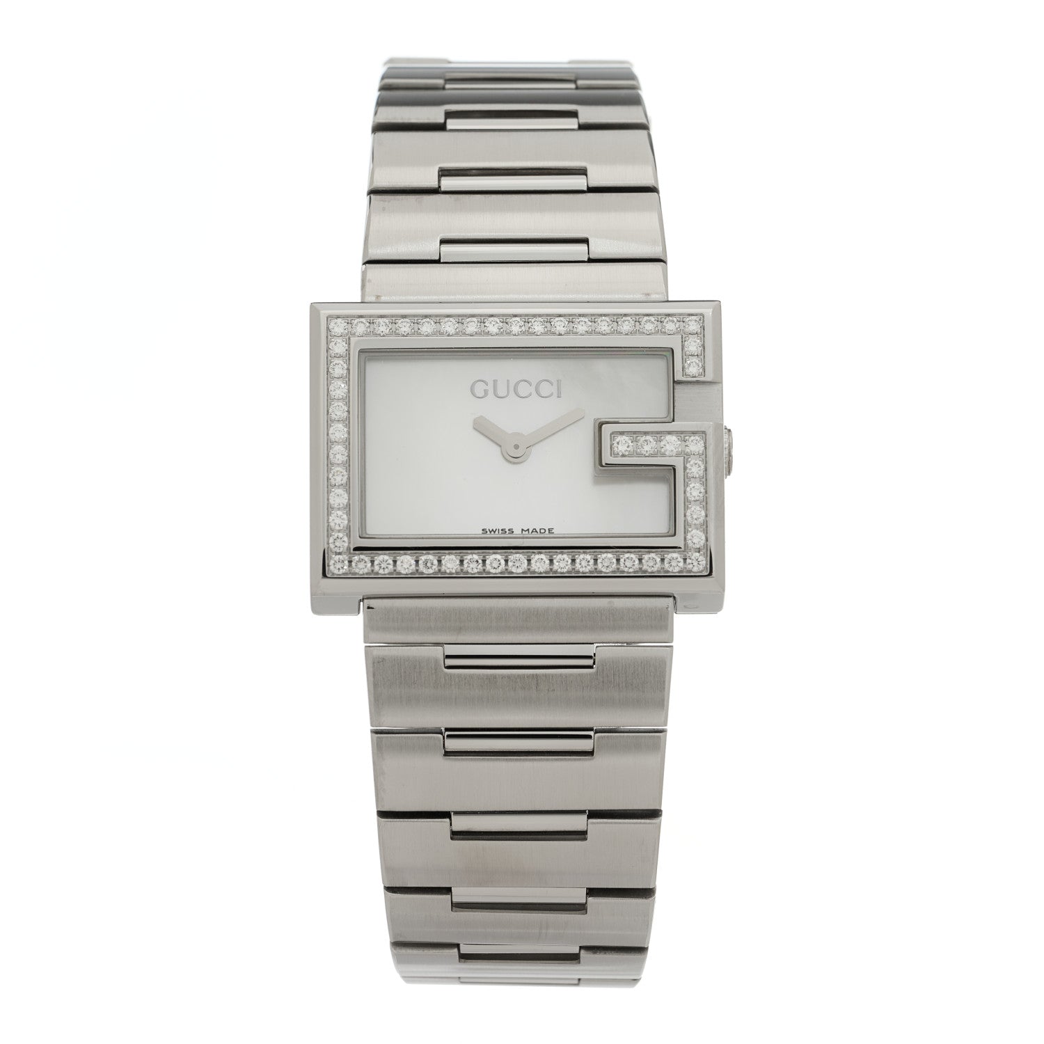Gucci Stainless Steel Diamond Bezel Mother of Pearl 31mm 100L Quartz Watch 1 of 4