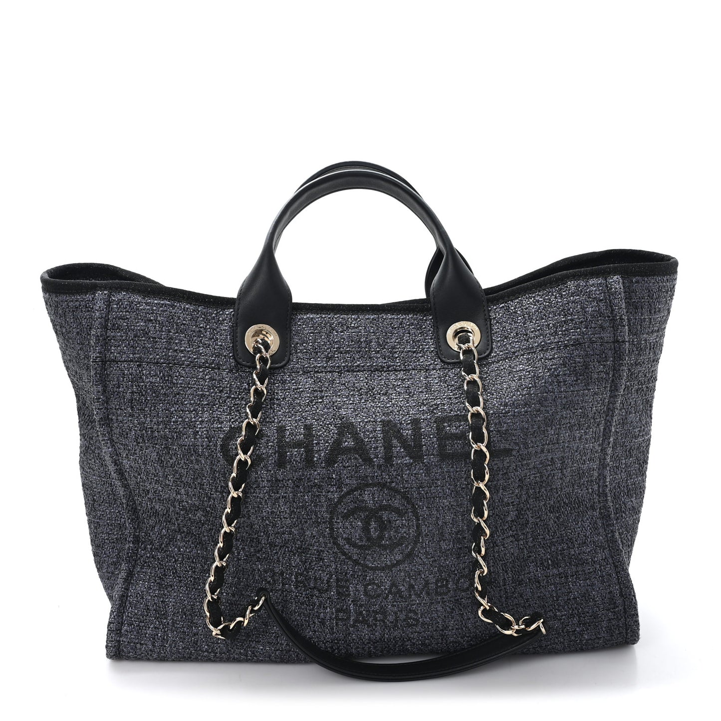 Lurex Boucle Medium Deauville Tote Black