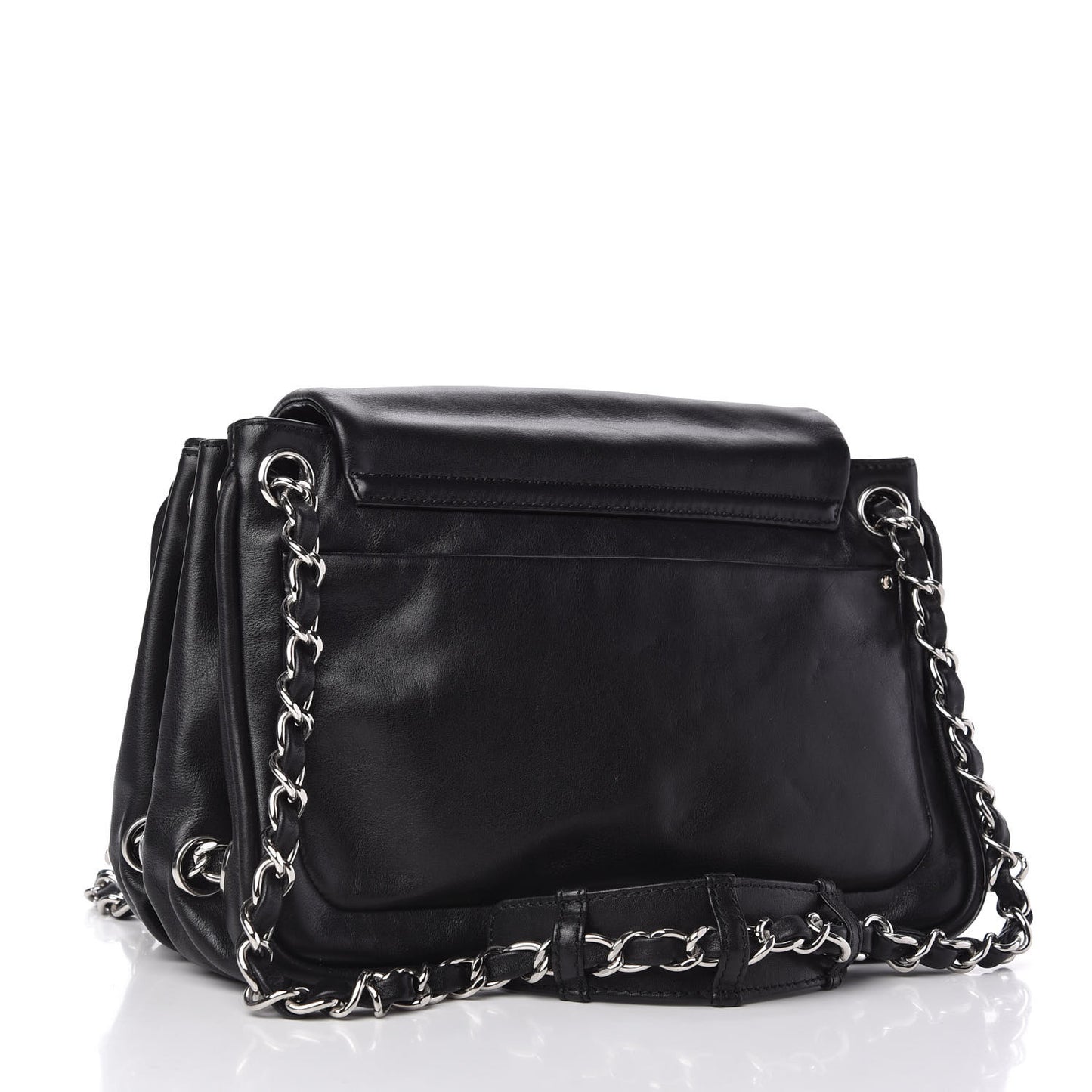 Calfskin Diagonal Ligne Flap Black