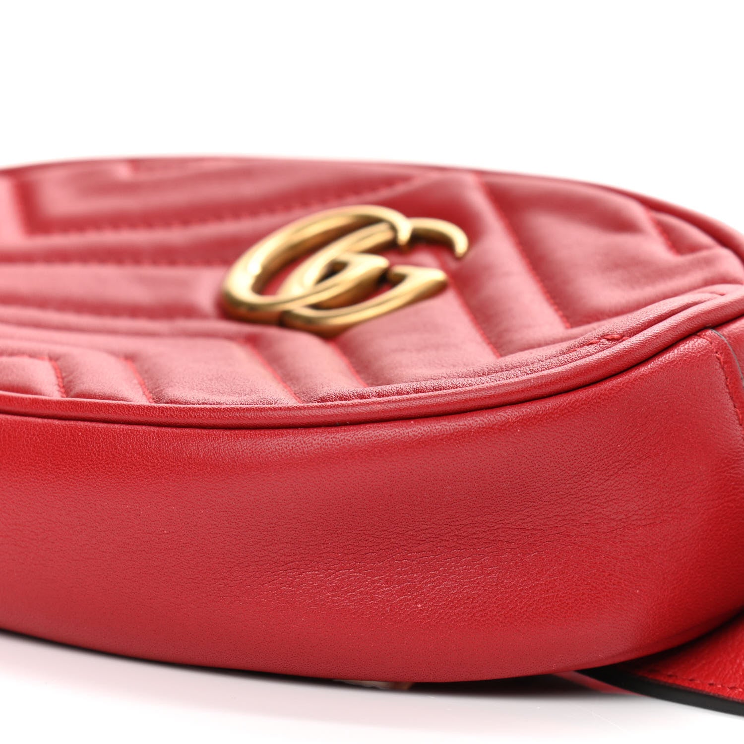 Gucci Calfskin Matelasse GG Marmont Belt Bag 75 30 Hibiscus Red 10 of 13