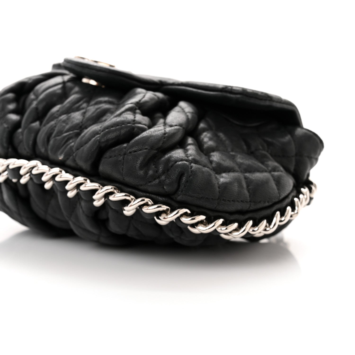 Chanel Washed Lambskin Quilted Mini Chain Around Flap Black 10 of 12