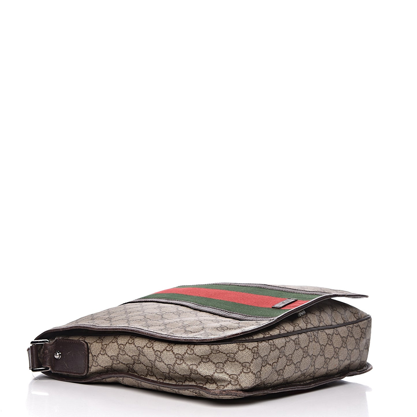 GG Plus Monogram Web Large Flap Messenger Bag Beige Dark Brown