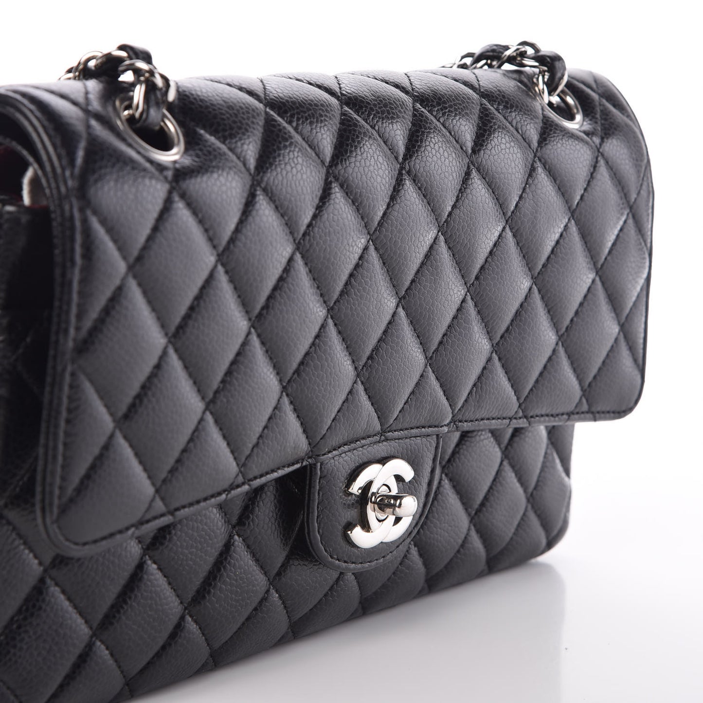 Caviar Quilted Medium Double Flap Black