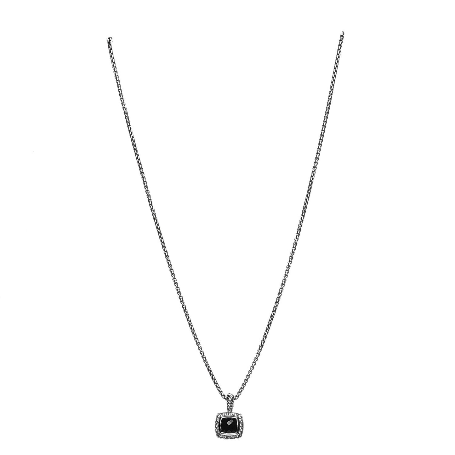 Sterling Silver Diamond Black Onyx 7mm Petite Albion Necklace