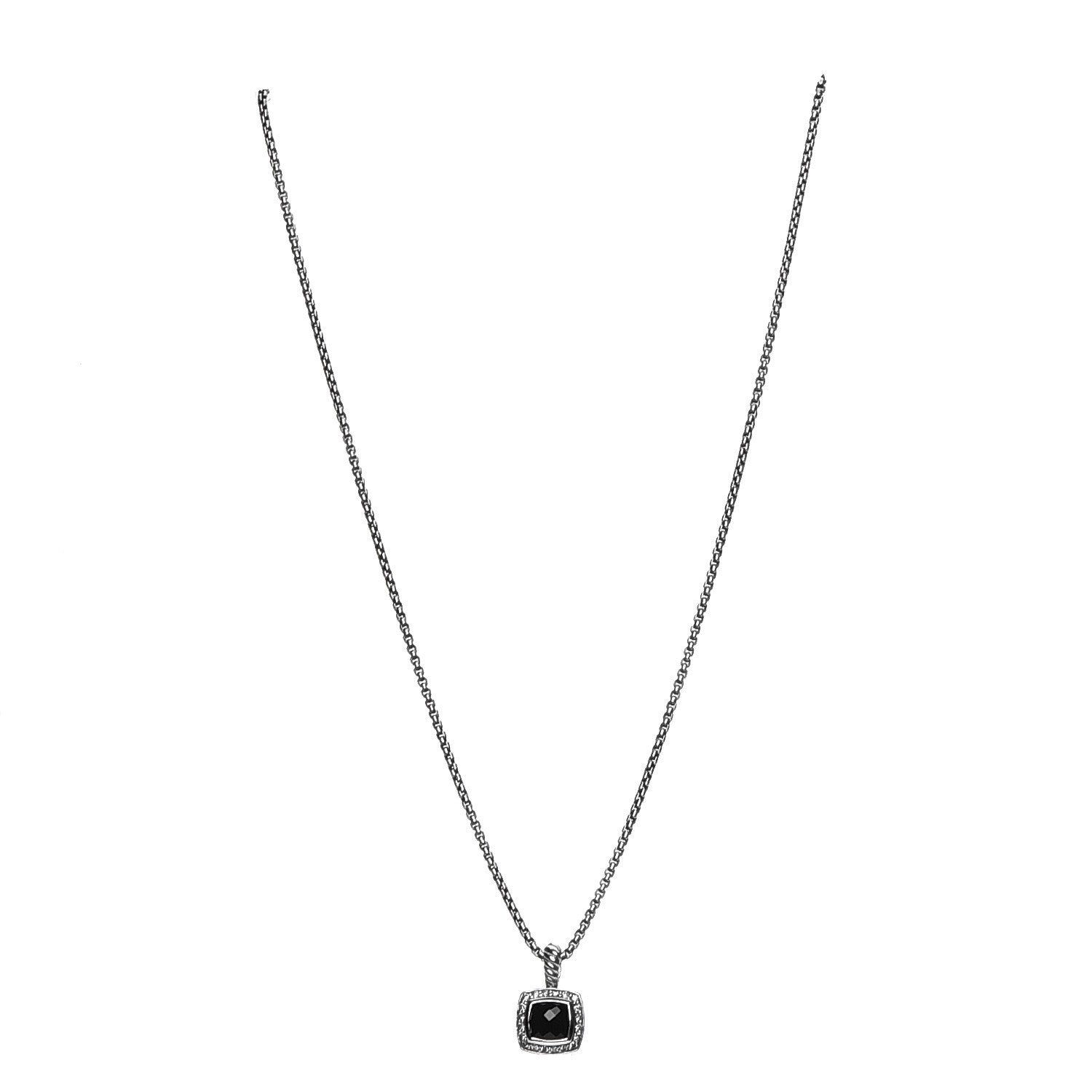 David Yurman Sterling Silver Diamond Black Onyx 7mm Petite Albion Necklace 1 of 6