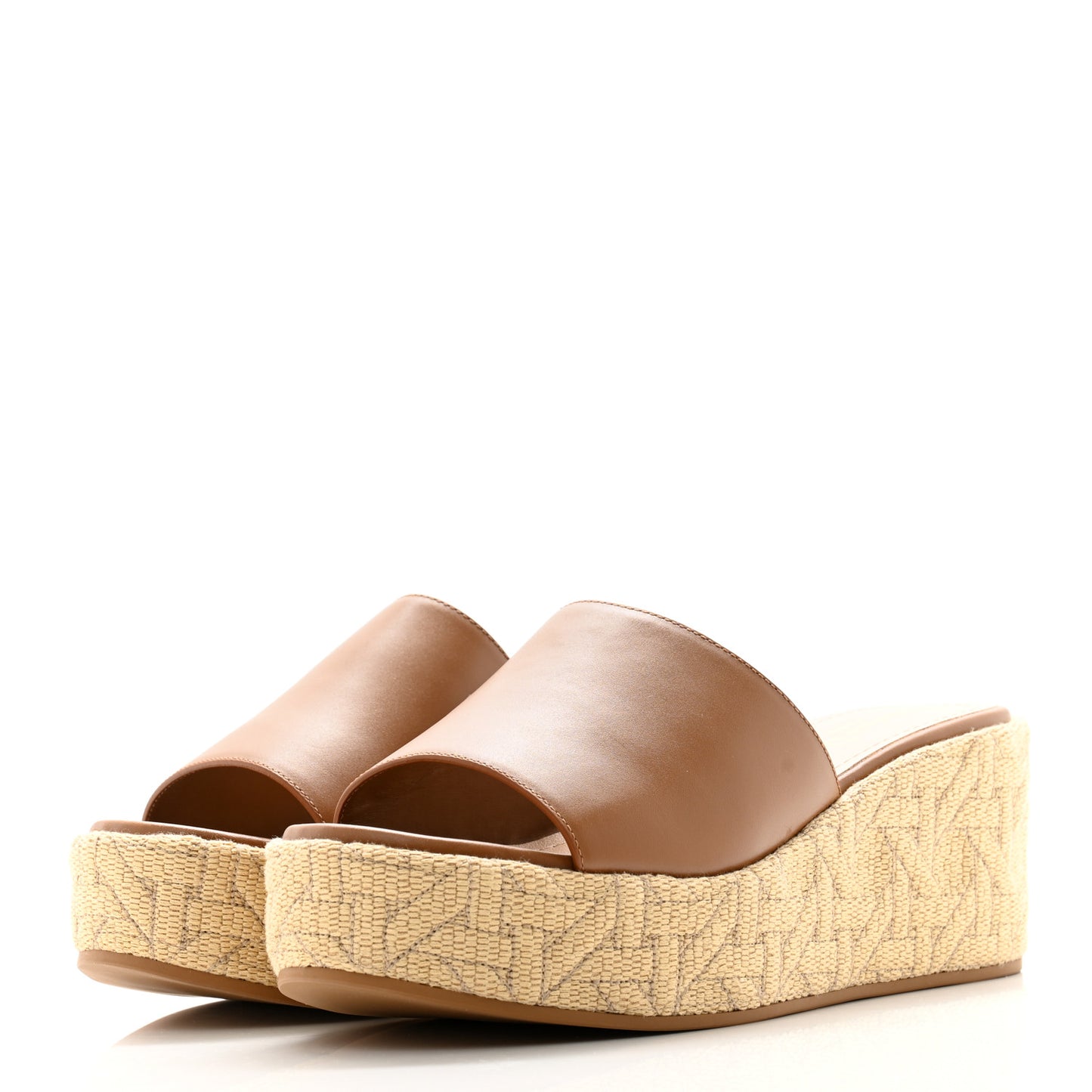 Calfskin Graphic Cannage Attitude Dior Wedge Slide 37.5 Camel