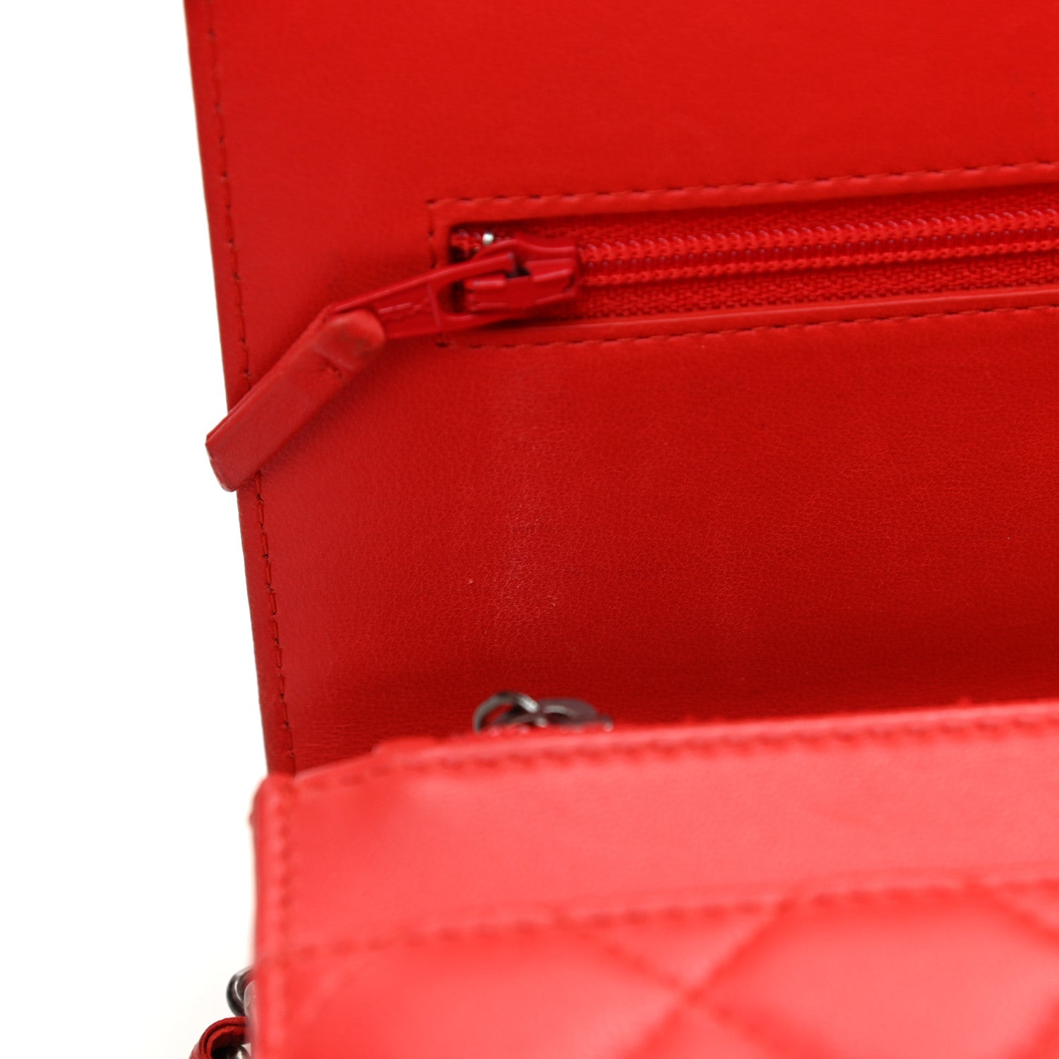 Chanel Lambskin Quilted Boy Wallet On Chain WOC Red 12 of 14