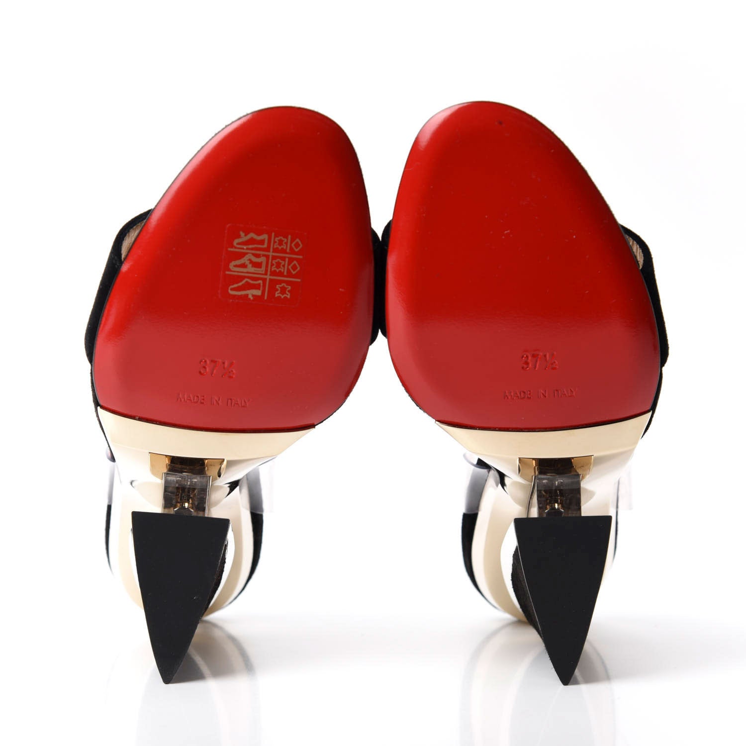 Christian Louboutin Veau Velours PVC Levitallo 100 Sandals 37.5 Black 6 of 9